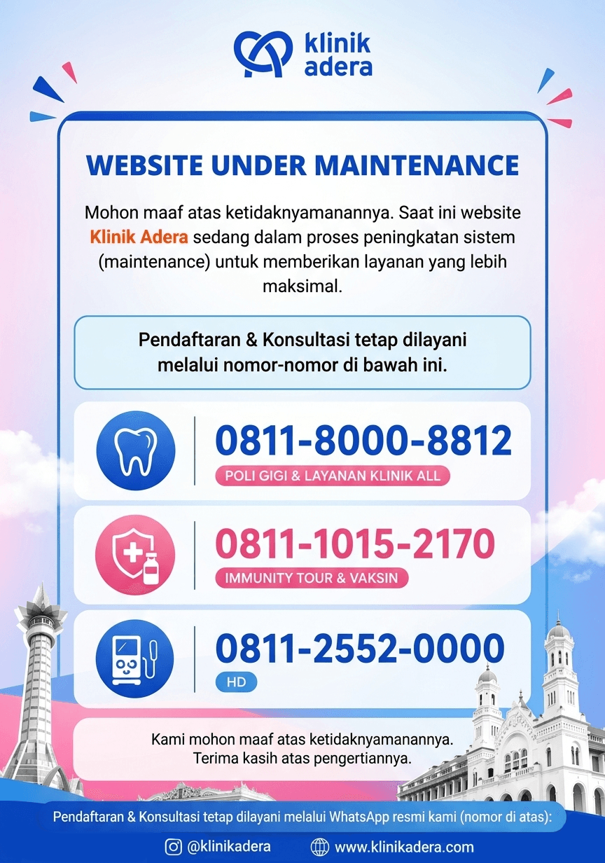 Klinik Adera sedang dalam perbaikan dan Informasi Perubahan Nomor
